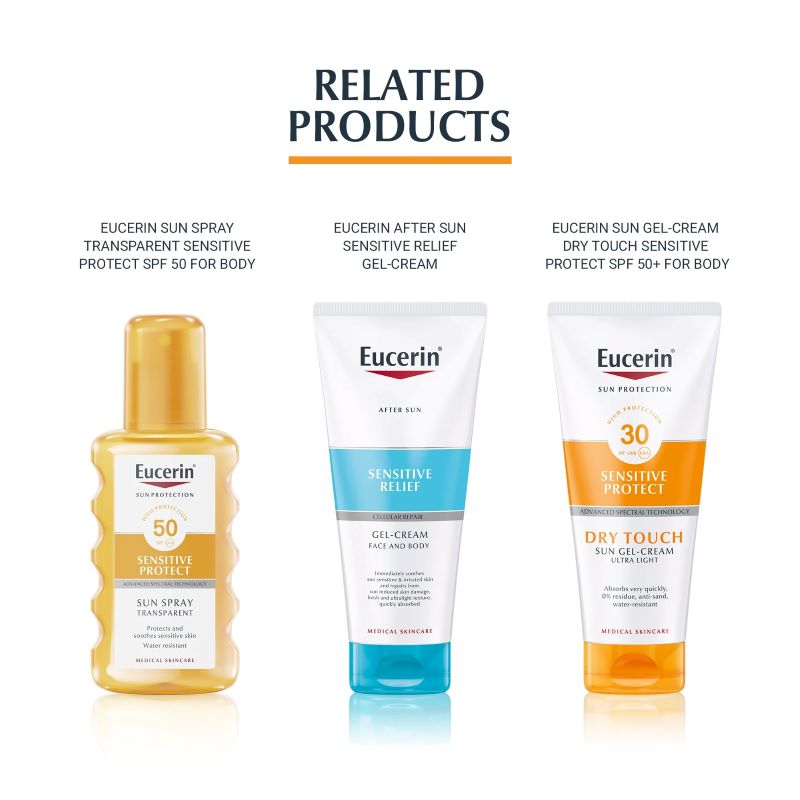 Eucerin Sensitive Protect Dry Touch Sun Gel Cream Ultra-Light SPF50+ 200 ml , eucerin sun dry touch sebum control dp 60+ ซื้อที่ไหน,ครีมกันแดด eucerin sun dry touch รีวิว,eucerin acne oil control วิธีใช้,Eucerin sun dry touch,eucerin sun protection oil-control spf50+ sun gel-cream dry touch