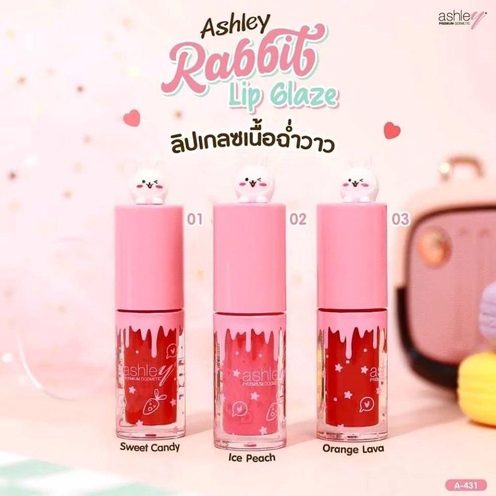 A 431 ASHLEY RABBIT LIP GLAZE No.01 4.5ml , ASHLEY ราคา , ASHLEYรีวิว , ลิปกระต่าย , ASHLEY RABBIT LIP GLAZE ราคา , ASHLEY RABBIT LIP GLAZEรีวิว
