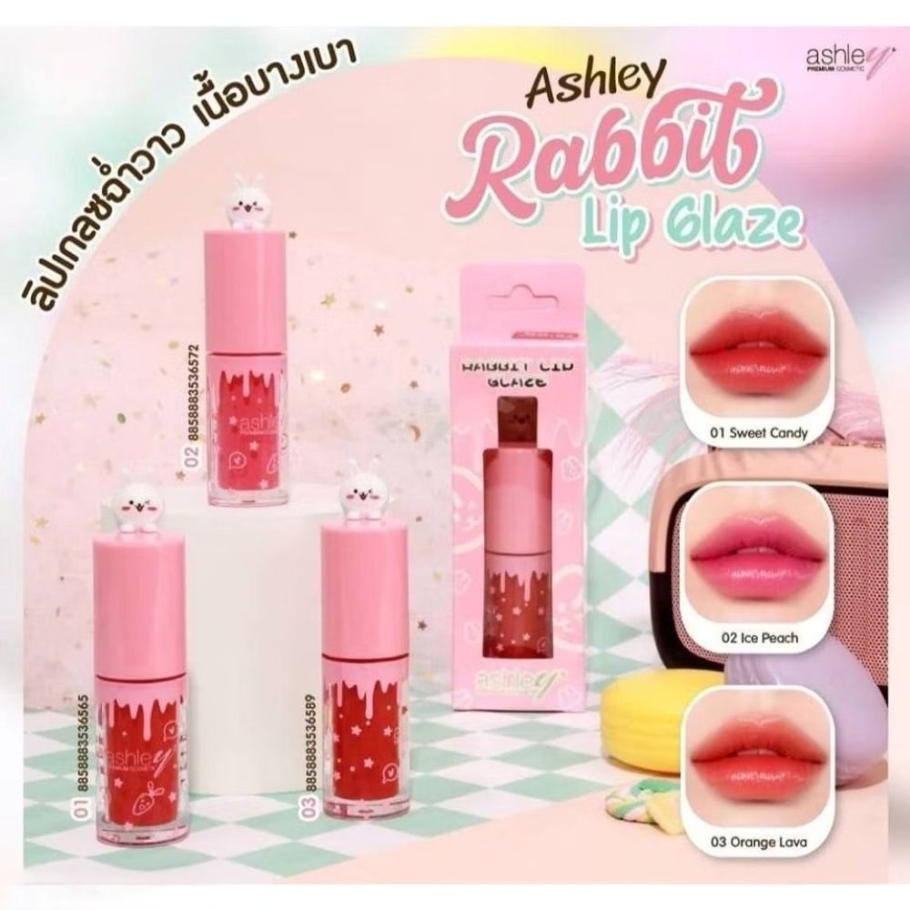 A 431 ASHLEY RABBIT LIP GLAZE No.01 4.5ml , ASHLEY ราคา , ASHLEYรีวิว , ลิปกระต่าย , ASHLEY RABBIT LIP GLAZE ราคา , ASHLEY RABBIT LIP GLAZEรีวิว