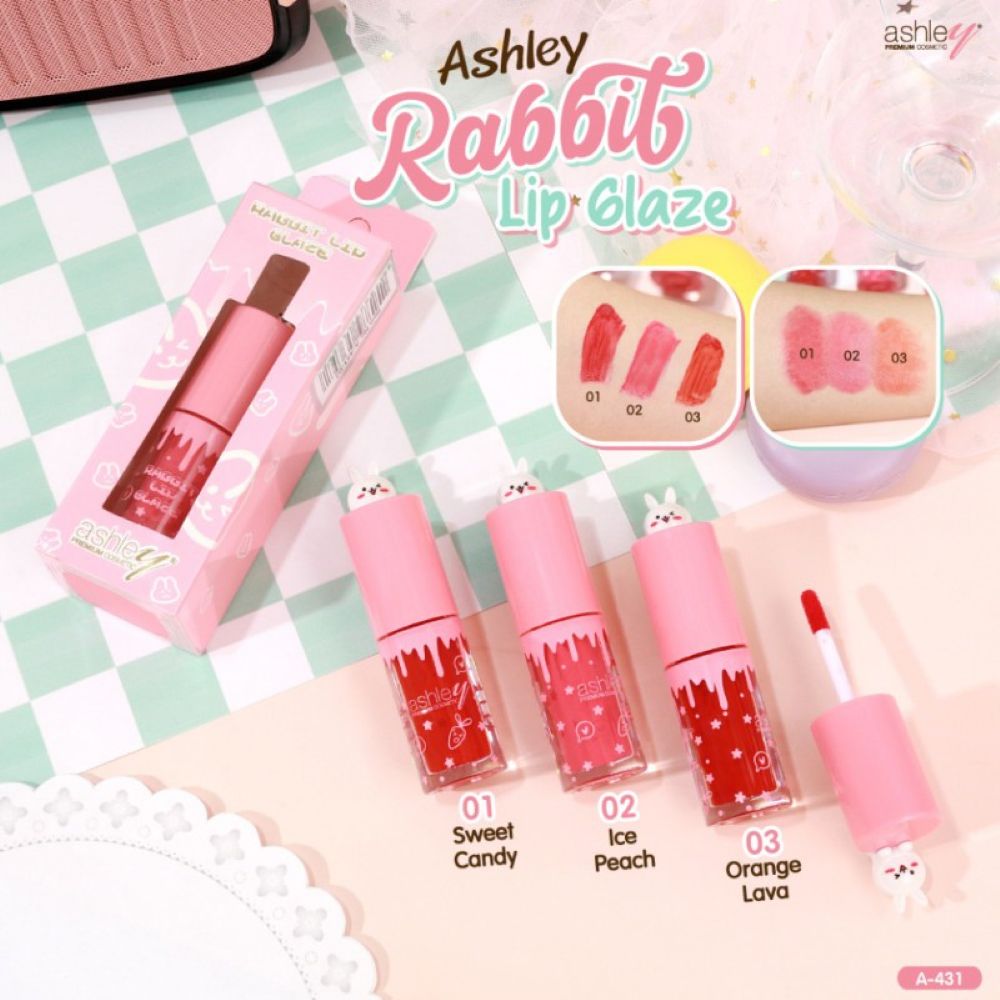 A 431 ASHLEY RABBIT LIP GLAZE No.01 4.5ml , ASHLEY ราคา , ASHLEYรีวิว , ลิปกระต่าย , ASHLEY RABBIT LIP GLAZE ราคา , ASHLEY RABBIT LIP GLAZEรีวิว
